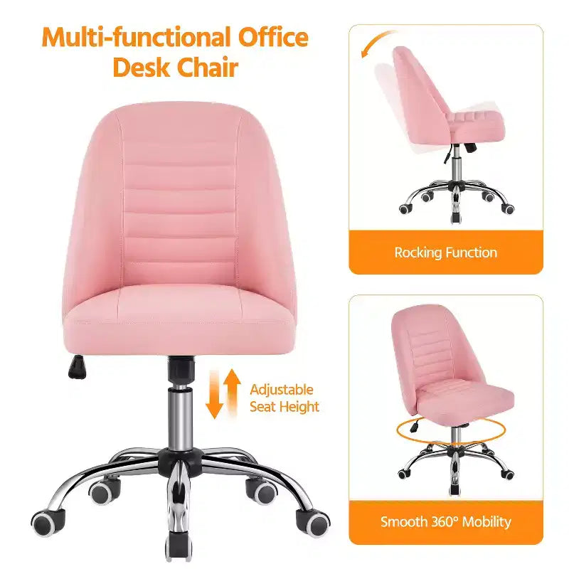 Chaise de bureau pivotante Yaheetech en similicuir à dossier mi-haut avec piètement en métal chromé