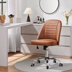 Chaise de bureau pivotante Yaheetech en similicuir à dossier mi-haut avec piètement en métal chromé