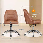 Chaise de bureau pivotante Yaheetech en similicuir à dossier mi-haut avec piètement en métal chromé