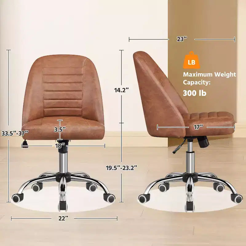 Chaise de bureau pivotante Yaheetech en similicuir à dossier mi-haut avec piètement en métal chromé