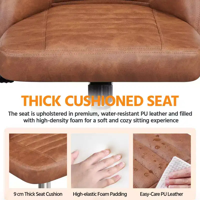Chaise de bureau pivotante Yaheetech en similicuir à dossier mi-haut avec piètement en métal chromé