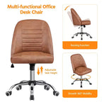 Chaise de bureau pivotante Yaheetech en similicuir à dossier mi-haut avec piètement en métal chromé