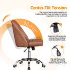Chaise de bureau pivotante Yaheetech en similicuir à dossier mi-haut avec piètement en métal chromé
