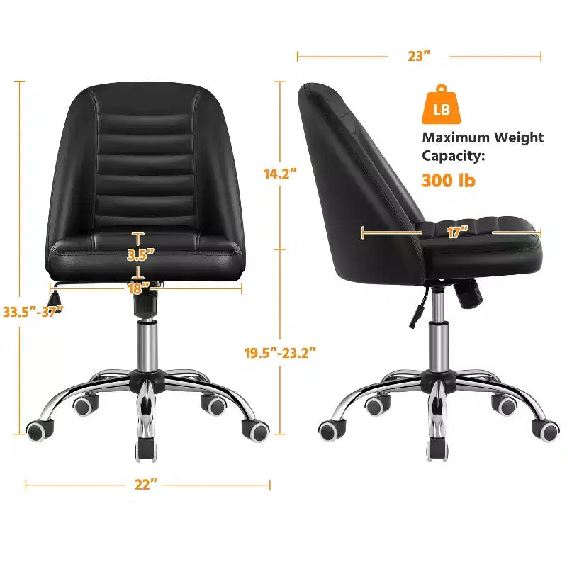 Chaise de bureau pivotante Yaheetech en similicuir à dossier mi-haut avec piètement en métal chromé
