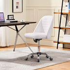 Chaise de bureau pivotante Yaheetech en similicuir à dossier mi-haut avec piètement en métal chromé