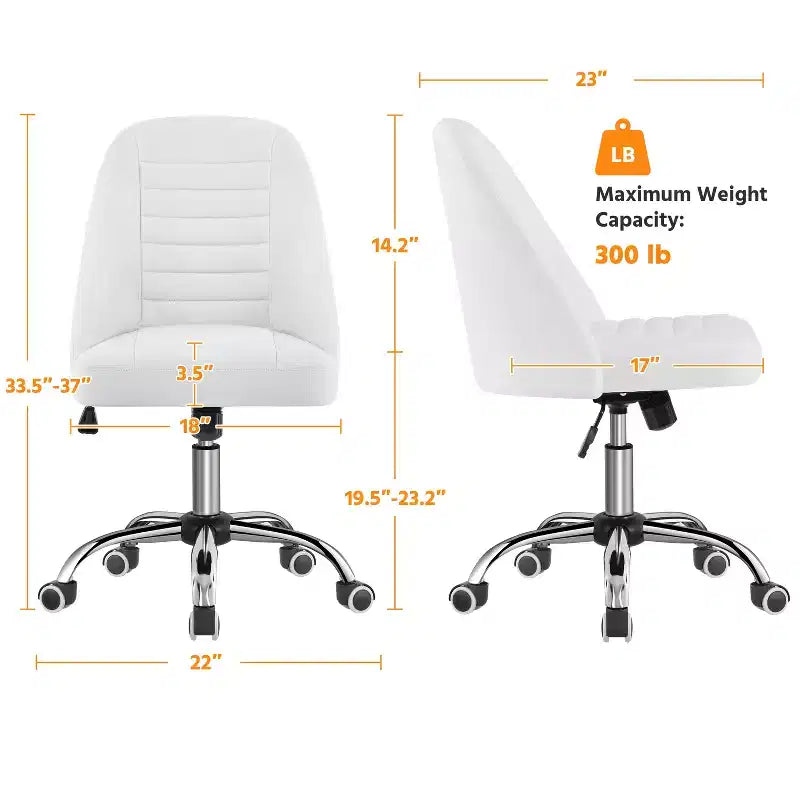 Chaise de bureau pivotante Yaheetech en similicuir à dossier mi-haut avec piètement en métal chromé
