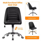 Chaise de bureau pivotante Yaheetech en similicuir à dossier mi-haut avec piètement en métal chromé