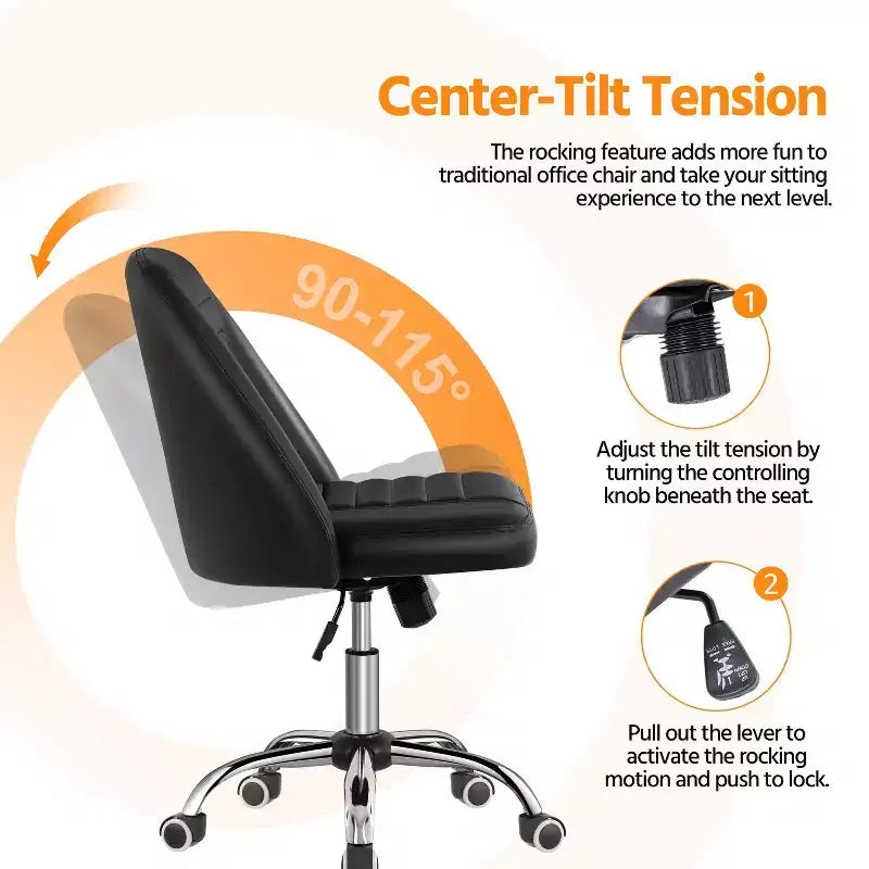 Chaise de bureau pivotante Yaheetech en similicuir à dossier mi-haut avec piètement en métal chromé