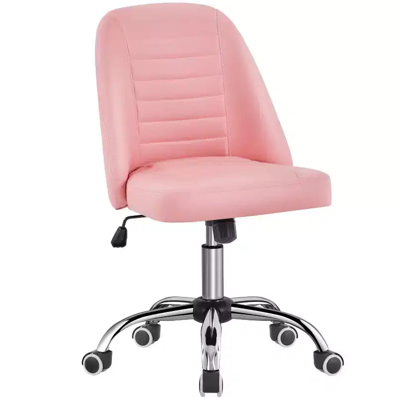 Chaise de bureau pivotante Yaheetech en similicuir à dossier mi-haut avec piètement en métal chromé