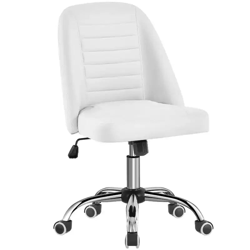 Chaise de bureau pivotante Yaheetech en similicuir à dossier mi-haut avec piètement en métal chromé
