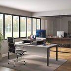Mount-It! Convertisseur de bureau debout réglable en hauteur | Rehausseur de bureau assis-debout de 122 cm de large avec vérin à gaz | Poste de travail debout compatible avec deux moniteurs