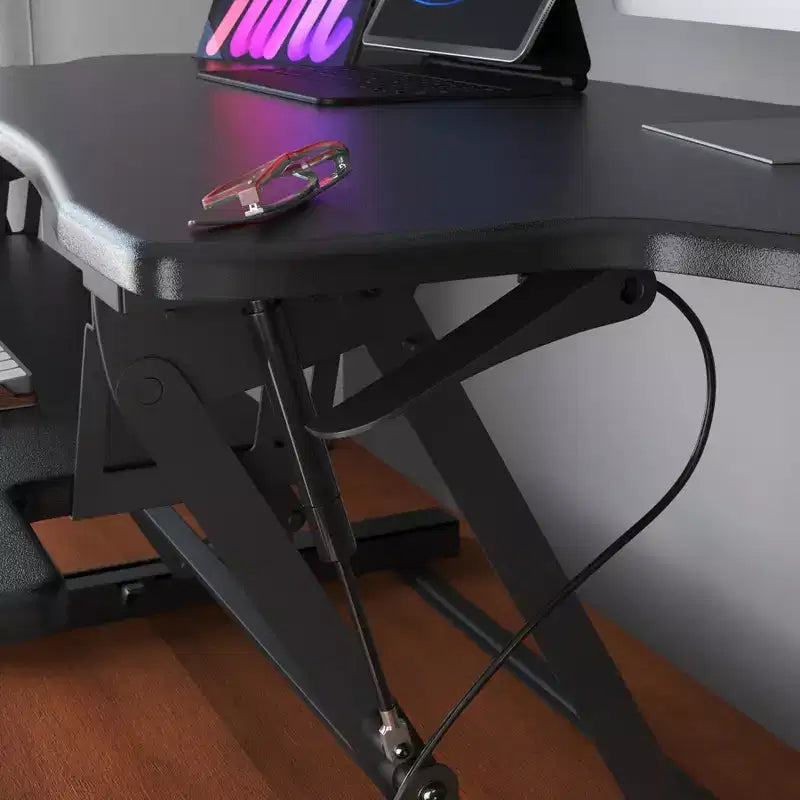 Mount-It! Convertisseur de bureau debout réglable en hauteur | Rehausseur de bureau assis-debout de 122 cm de large avec vérin à gaz | Poste de travail debout compatible avec deux moniteurs