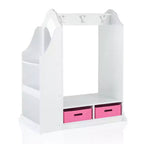 Coiffeuse pour enfants Guidecraft - Blanc : Organisateur de placard pour enfants, armoire à déguisements et portemanteau avec miroirs et bacs de rangement