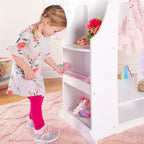 Coiffeuse pour enfants Guidecraft - Blanc : Organisateur de placard pour enfants, armoire à déguisements et portemanteau avec miroirs et bacs de rangement
