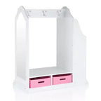 Coiffeuse pour enfants Guidecraft - Blanc : Organisateur de placard pour enfants, armoire à déguisements et portemanteau avec miroirs et bacs de rangement