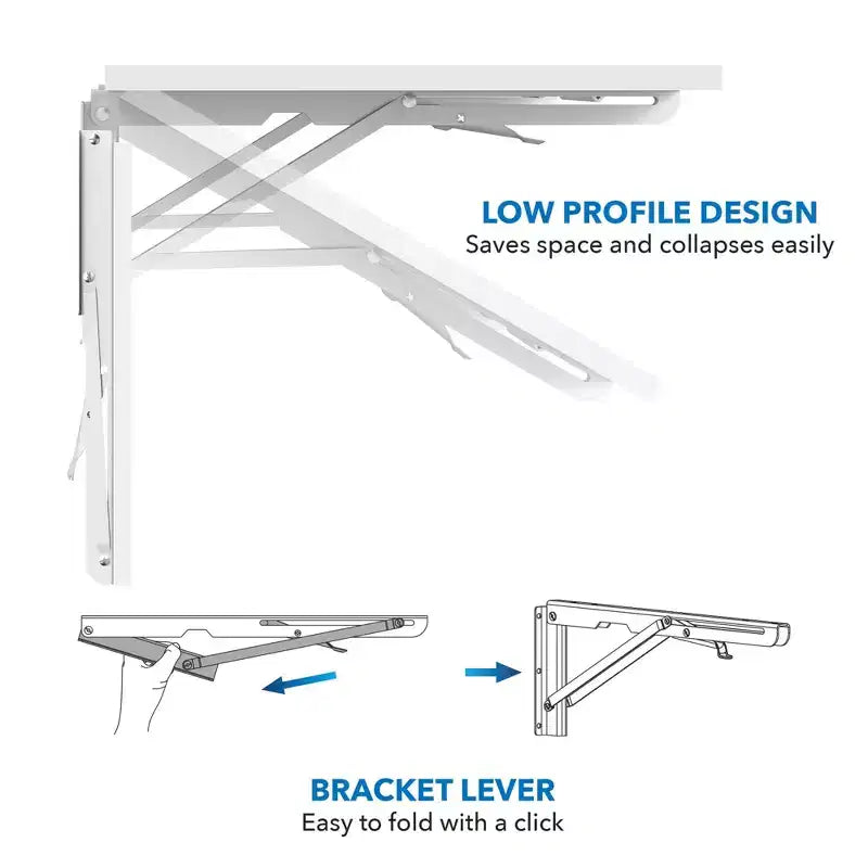 Mount-It! Table rabattable blanche robuste, Tables à rabat murales, Pliante, Établi pliable pour bureau à domicile, buanderie, garage
