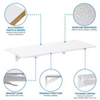 Mount-It! Table rabattable blanche robuste, Tables à rabat murales, Pliante, Établi pliable pour bureau à domicile, buanderie, garage