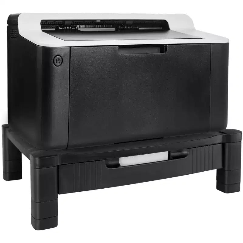 Support d'écran Mount-It! avec tiroir | Support d'écran réglable en hauteur avec rangement coulissant à trois niveaux | Rehausseur pour écran d'ordinateur, imprimante ou ordinateur portable