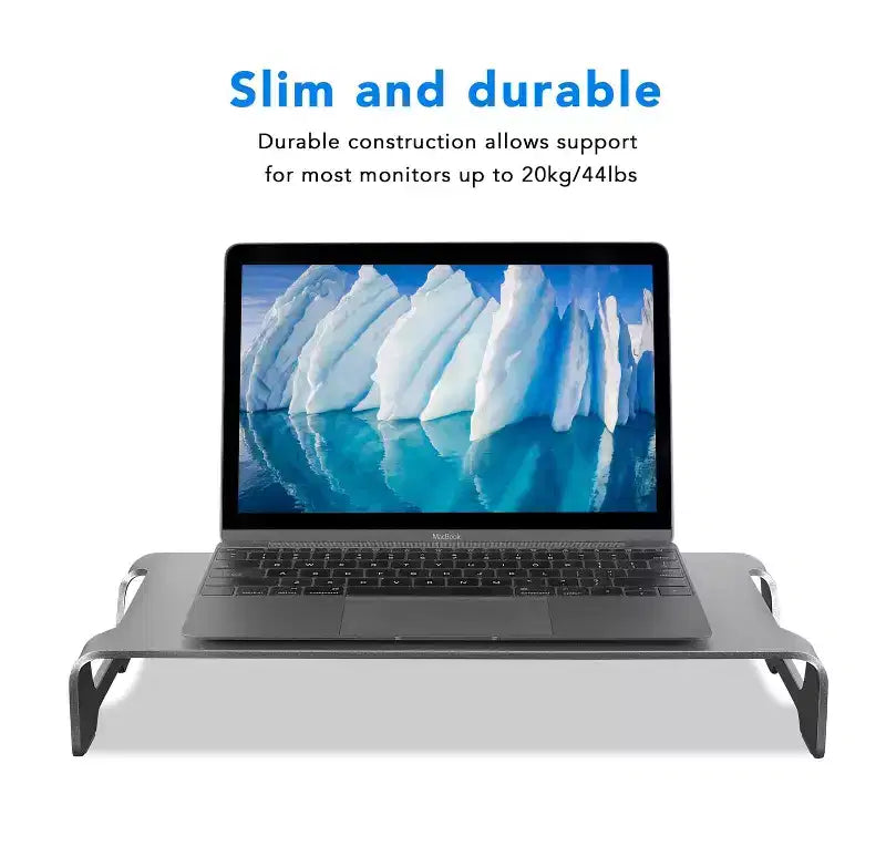 Mount-It! Support de moniteur en aluminium pour iMac - Support de moniteur en métal avec rangement pour clavier - Rehausseur d'écran universel pour PC et ordinateur portable