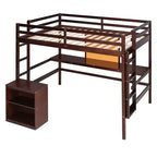 Lit mezzanine en bois avec bureau, tableau d'écriture et meuble à 2 tiroirs - ModernLuxe