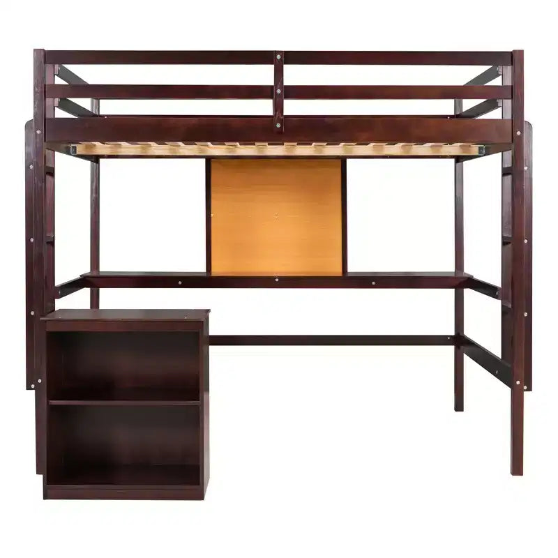 Lit mezzanine en bois avec bureau, tableau d'écriture et meuble à 2 tiroirs - ModernLuxe