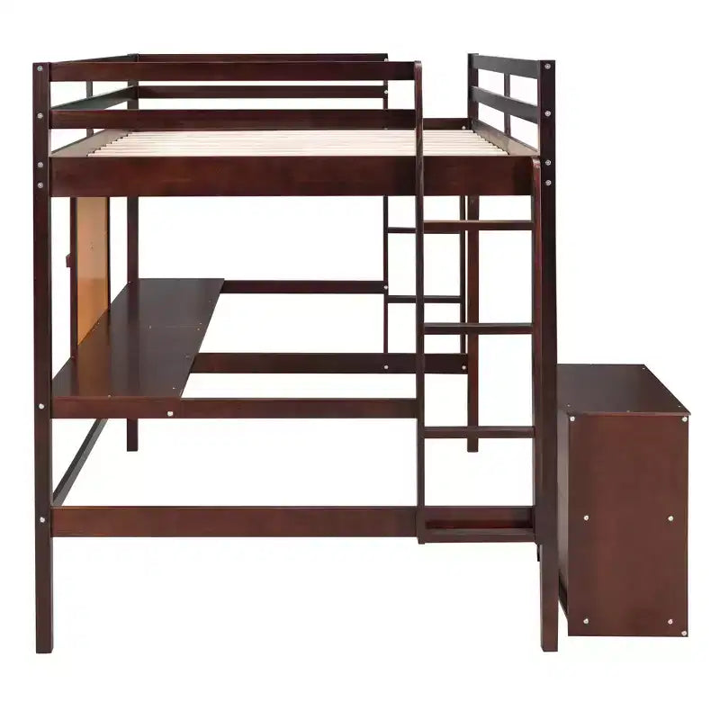 Lit mezzanine en bois avec bureau, tableau d'écriture et meuble à 2 tiroirs - ModernLuxe