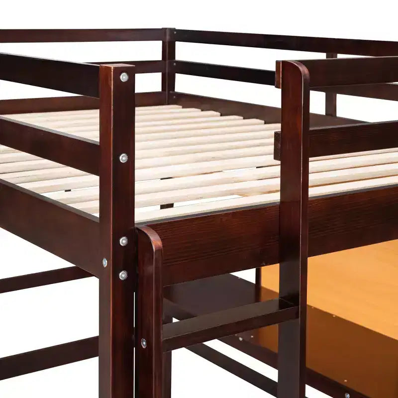 Lit mezzanine en bois avec bureau, tableau d'écriture et meuble à 2 tiroirs - ModernLuxe