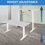 Mount-It! Cadre de bureau assis-debout à manivelle réglable en hauteur avec plateau extra-large | Blanc