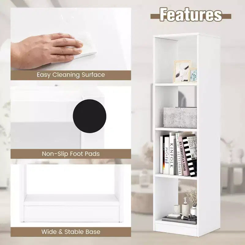 Costway Bibliothèque autoportante de 142 cm avec 4 compartiments ouverts