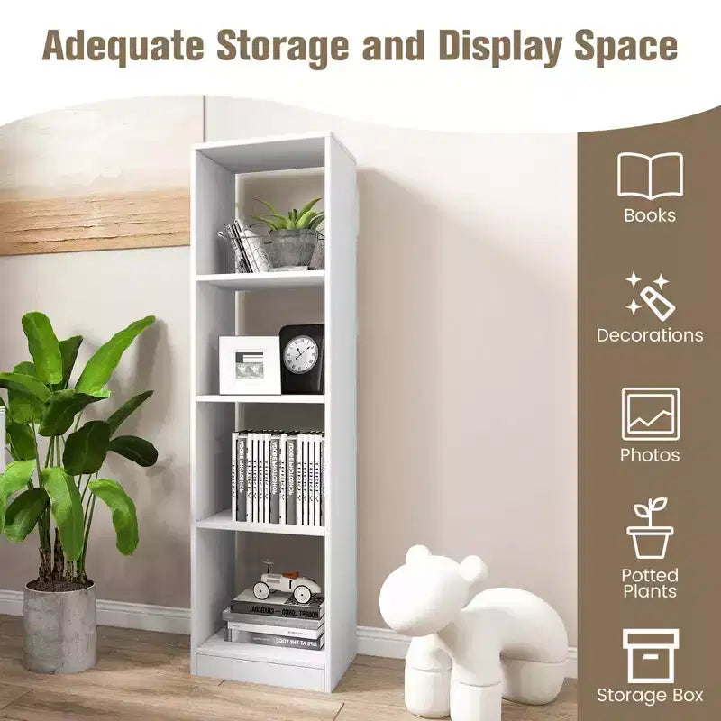 Costway Bibliothèque autoportante de 142 cm avec 4 compartiments ouverts