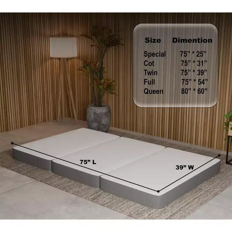 Matelas pliable en mousse à mémoire de forme de gel, 4 po, Continental Sleep | Côtés en maille respirante avec housse ultra douce, amovible et lavable.