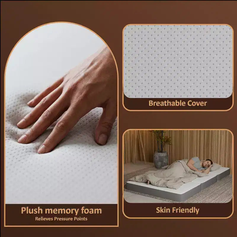 Matelas pliable en mousse à mémoire de forme de gel, 4 po, Continental Sleep | Côtés en maille respirante avec housse ultra douce, amovible et lavable.