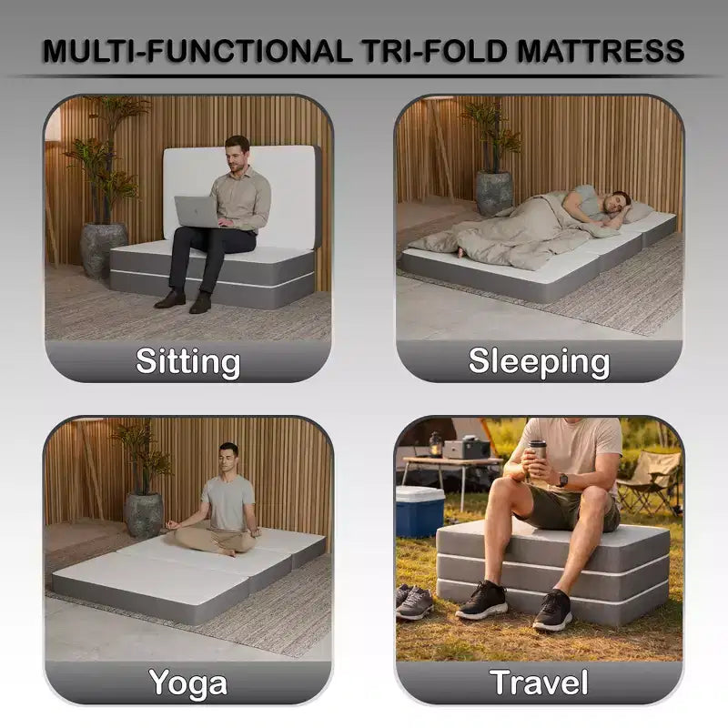 Matelas pliable en mousse à mémoire de forme de gel, 4 po, Continental Sleep | Côtés en maille respirante avec housse ultra douce, amovible et lavable.