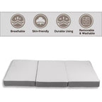 Matelas pliable en mousse à mémoire de forme de gel, 4 po, Continental Sleep | Côtés en maille respirante avec housse ultra douce, amovible et lavable.