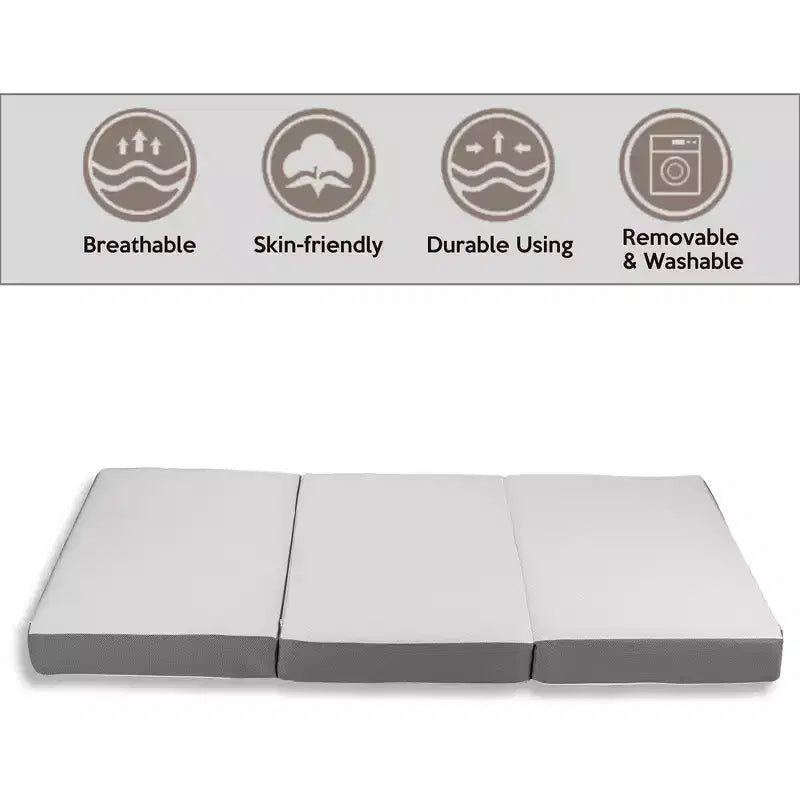 Matelas pliable en mousse à mémoire de forme de gel, 4 po, Continental Sleep | Côtés en maille respirante avec housse ultra douce, amovible et lavable.