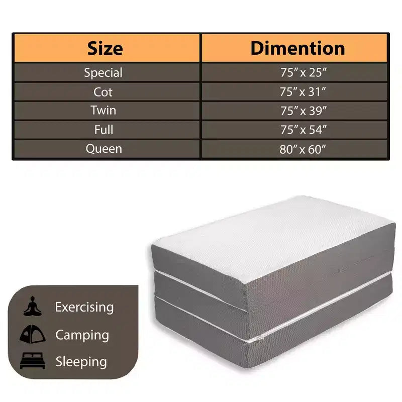 Matelas pliable en mousse à mémoire de forme de gel, 4 po, Continental Sleep | Côtés en maille respirante avec housse ultra douce, amovible et lavable.