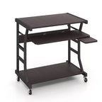 Costway Bureau Informatique Mobile 75 cm Chariot Ordinateur Portable Roulant avec Plateau de Clavier Coulissant et Étagère