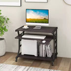 Costway Bureau Informatique Mobile 75 cm Chariot Ordinateur Portable Roulant avec Plateau de Clavier Coulissant et Étagère