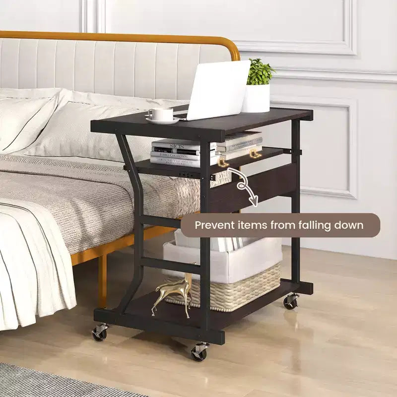 Costway Bureau Informatique Mobile 75 cm Chariot Ordinateur Portable Roulant avec Plateau de Clavier Coulissant et Étagère