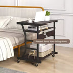 Costway Bureau Informatique Mobile 75 cm Chariot Ordinateur Portable Roulant avec Plateau de Clavier Coulissant et Étagère