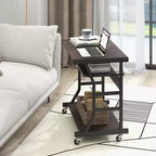 Costway Bureau Informatique Mobile 75 cm Chariot Ordinateur Portable Roulant avec Plateau de Clavier Coulissant et Étagère