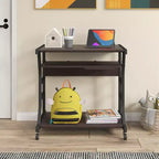 Costway Bureau Informatique Mobile 75 cm Chariot Ordinateur Portable Roulant avec Plateau de Clavier Coulissant et Étagère
