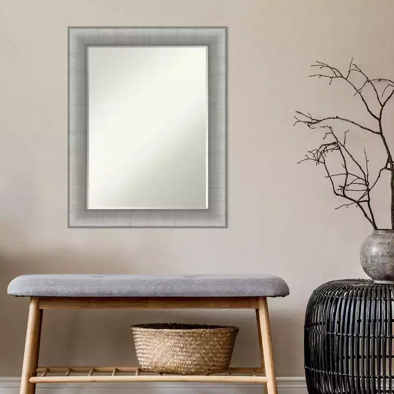 Amanti Art Élégant miroir mural de salle de bain à petit biseau brossé