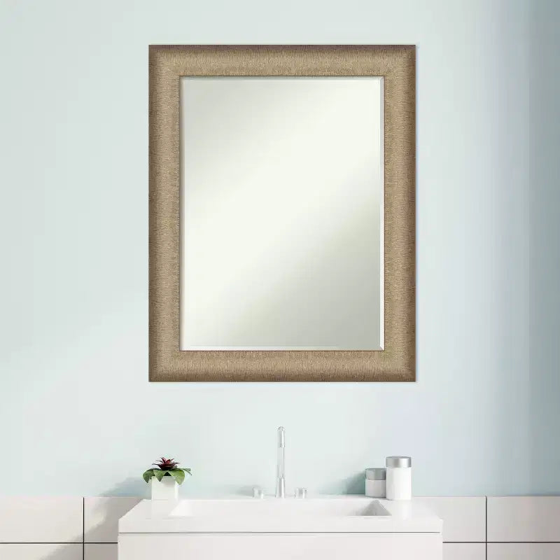 Amanti Art Élégant miroir mural de salle de bain à petit biseau brossé
