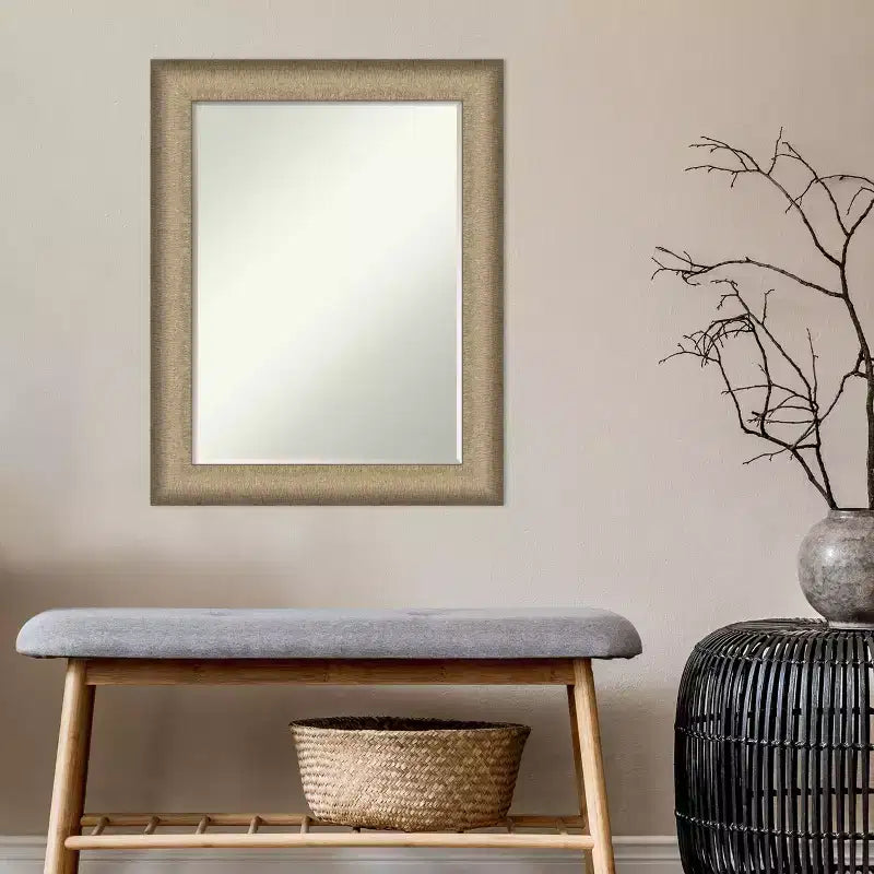 Amanti Art Élégant miroir mural de salle de bain à petit biseau brossé