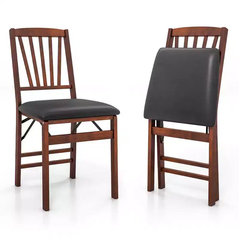 Costway Lot de 2 Chaises Pliantes de Salle à Manger Chaises Pliables avec Assise Rembourrée en PVC et Dossier Haut
