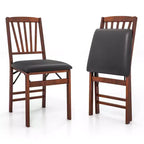 Costway Lot de 2 Chaises Pliantes de Salle à Manger Chaises Pliables avec Assise Rembourrée en PVC et Dossier Haut
