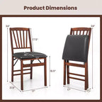 Costway Lot de 2 Chaises Pliantes de Salle à Manger Chaises Pliables avec Assise Rembourrée en PVC et Dossier Haut