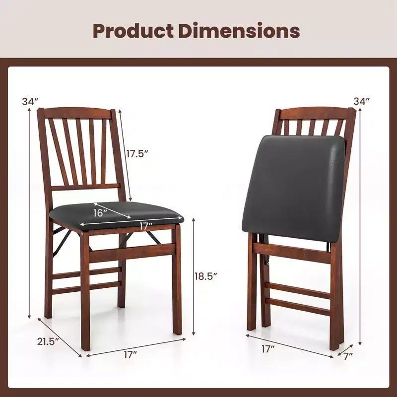 Costway Lot de 2 Chaises Pliantes de Salle à Manger Chaises Pliables avec Assise Rembourrée en PVC et Dossier Haut