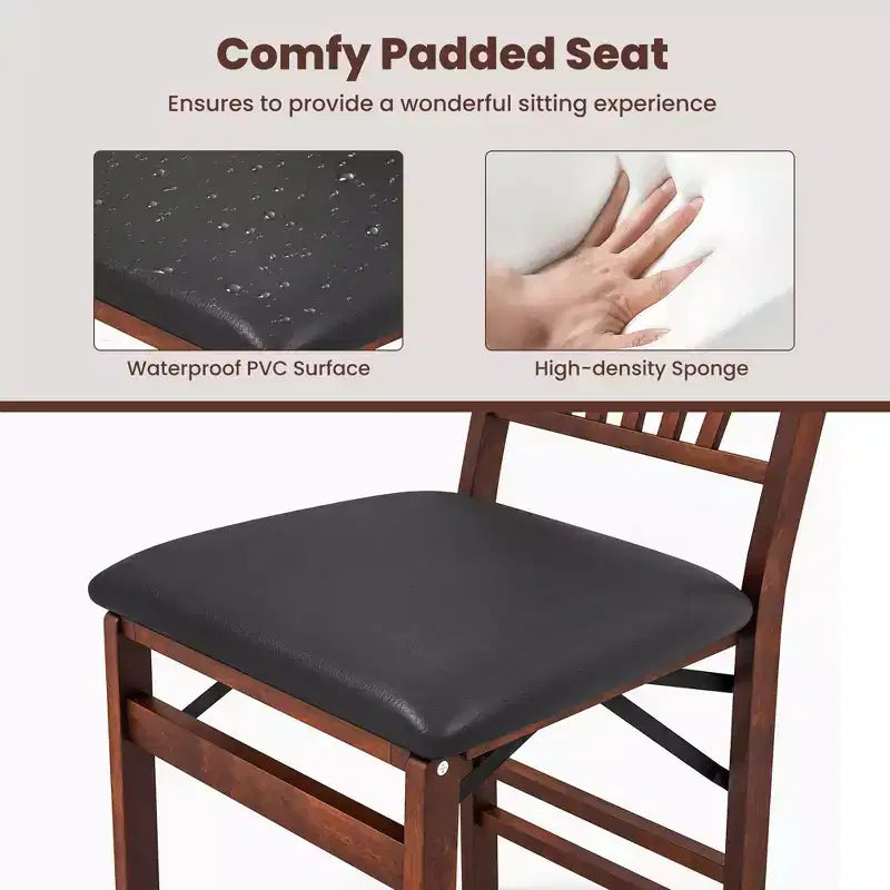 Costway Lot de 2 Chaises Pliantes de Salle à Manger Chaises Pliables avec Assise Rembourrée en PVC et Dossier Haut